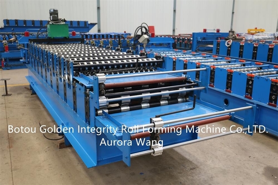 Hete Verkoop ibr trapezoïdale ribtype en het golfblad die van het ijzerdak dubbel laagbroodje maken die machine vormen